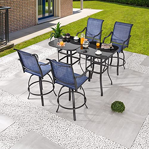 Image of LOKATSE HOME Outdoor Swivel Bistro Stool Set of 4 for Balcony, Poolside, Backyard, Garden, Blue