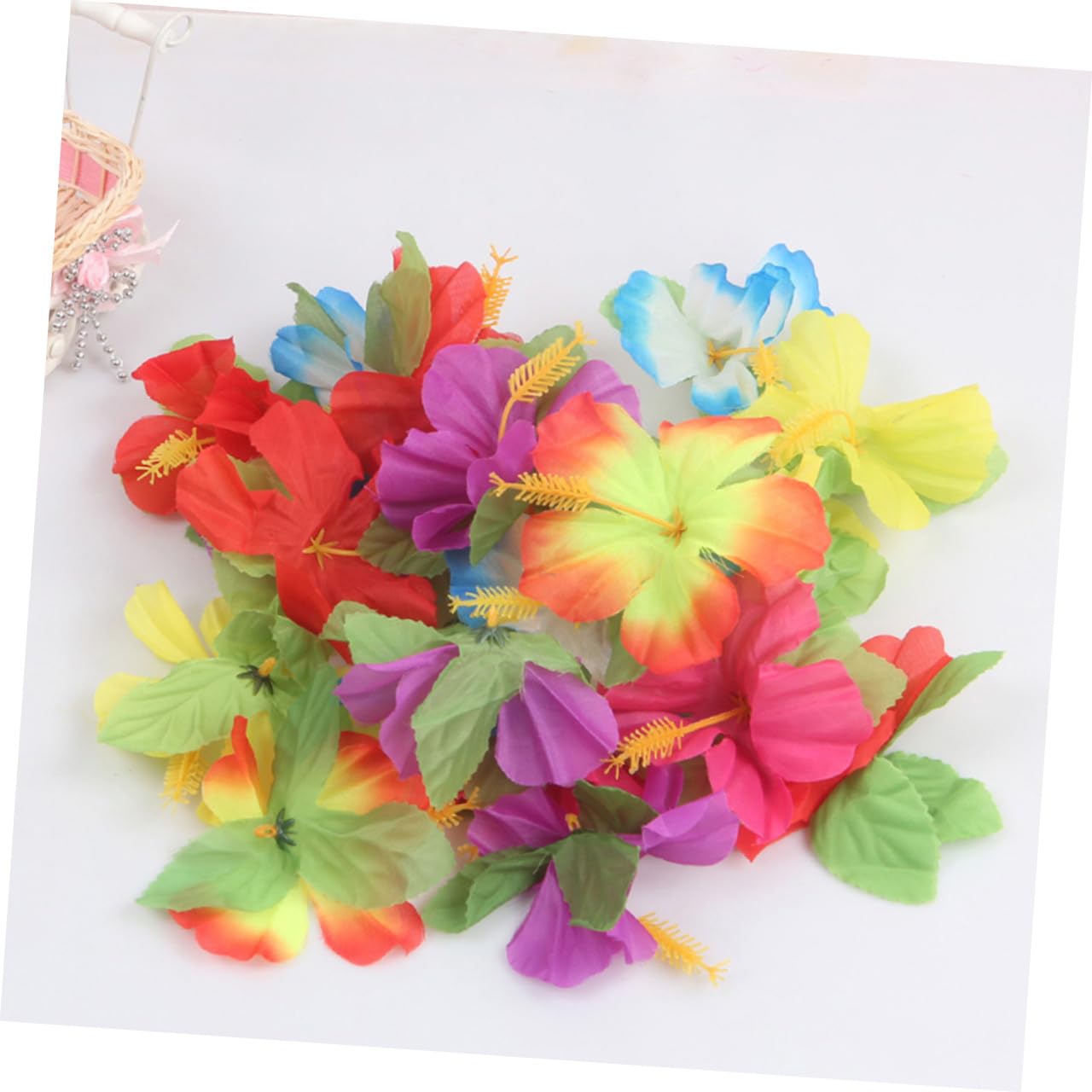 Zerodeko Künstliche Hibiskusblüten Pflegefrei 72 Stück aus Stoff und Kunstblumendekoration Zufällige Farbe als Hawaii Party Dekoration für Sommerfest für Zuhause