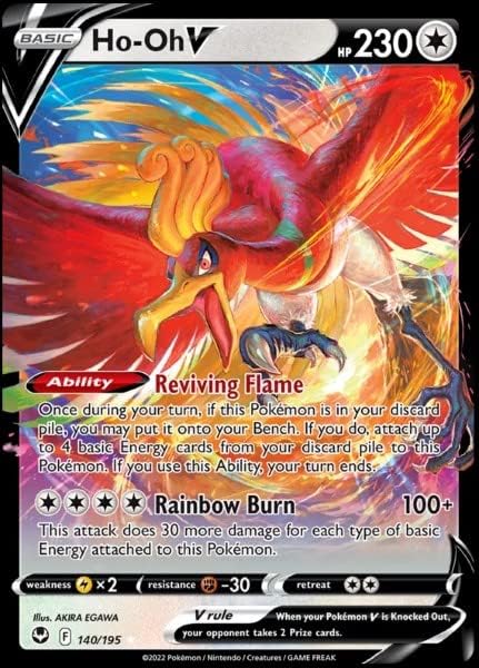 Pokemon Ho-oh V 140/195- Silver Tempest - Ultra Rare Card - Holo Foil