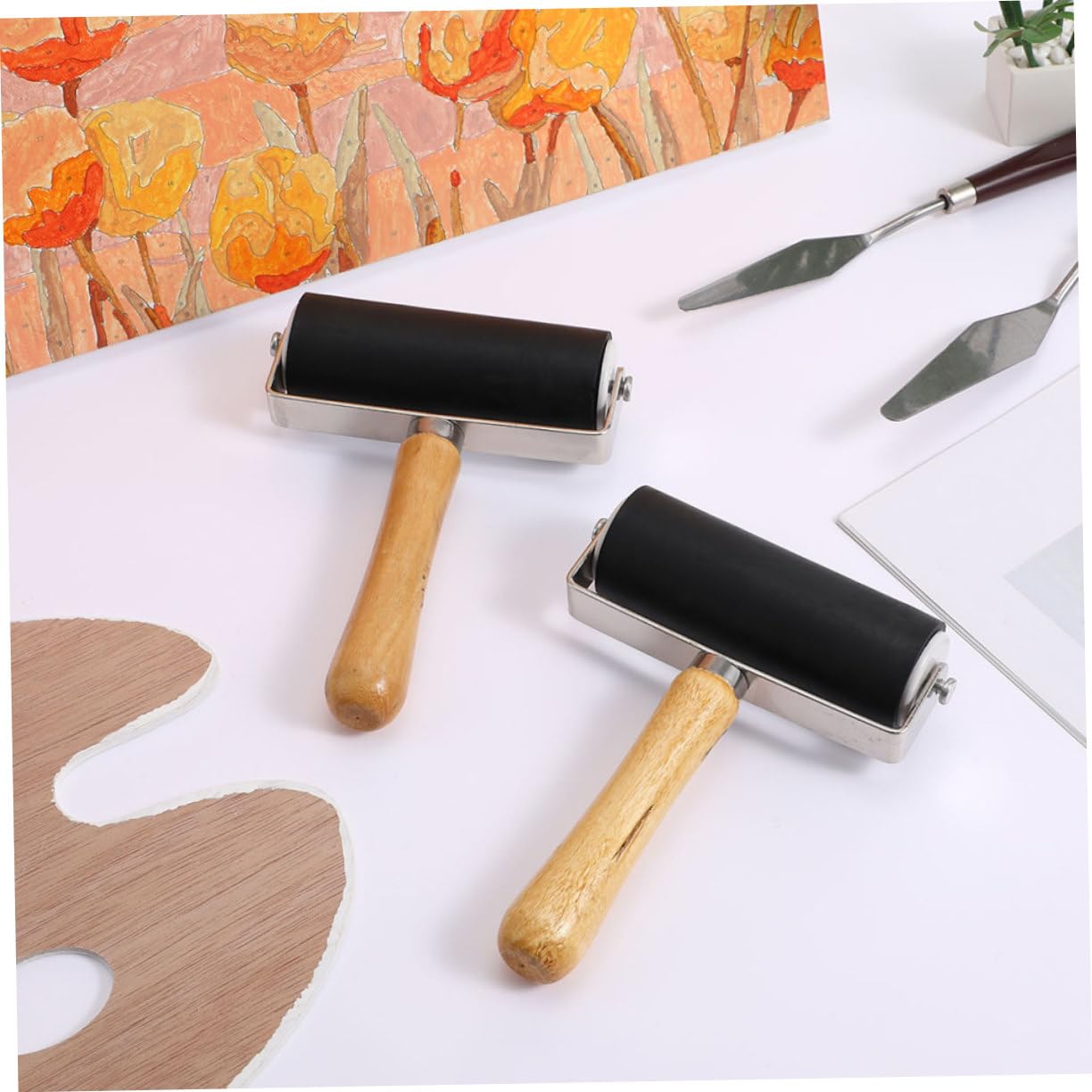 4 Piezas Rodillo de Plástico para Estampado de Herramienta de Pintura Multi Funcional Ligero y Duradero para y Aplicación de Tinta