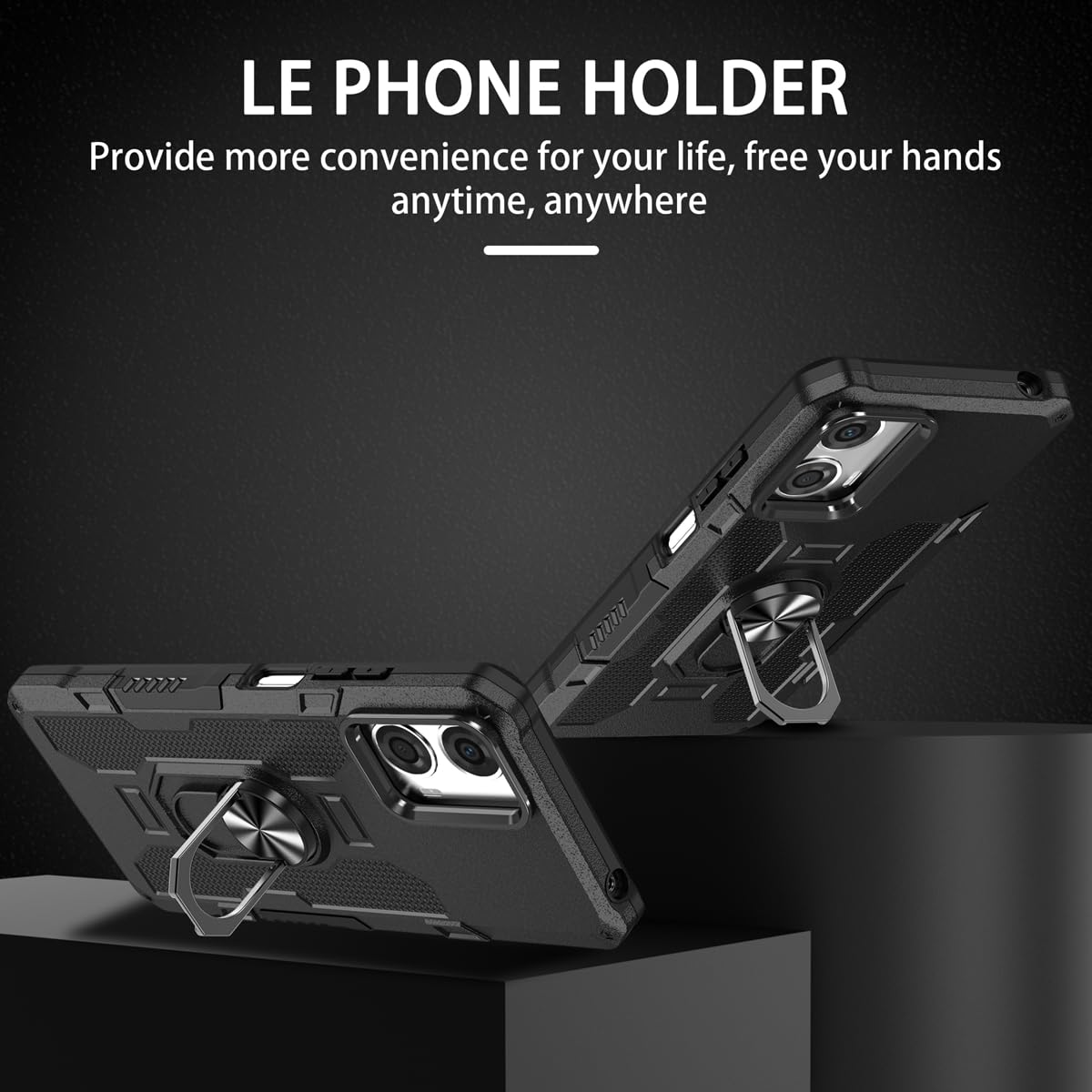 Sidande Custodia per Moto G24 4G Case, per Motorola G04 4G XT2423-1 Cover con Supporto Integrato e Montaggio Magnetico Auto, Protezione 360° Antiurto Cover per Motorola Moto G24 4G Nero