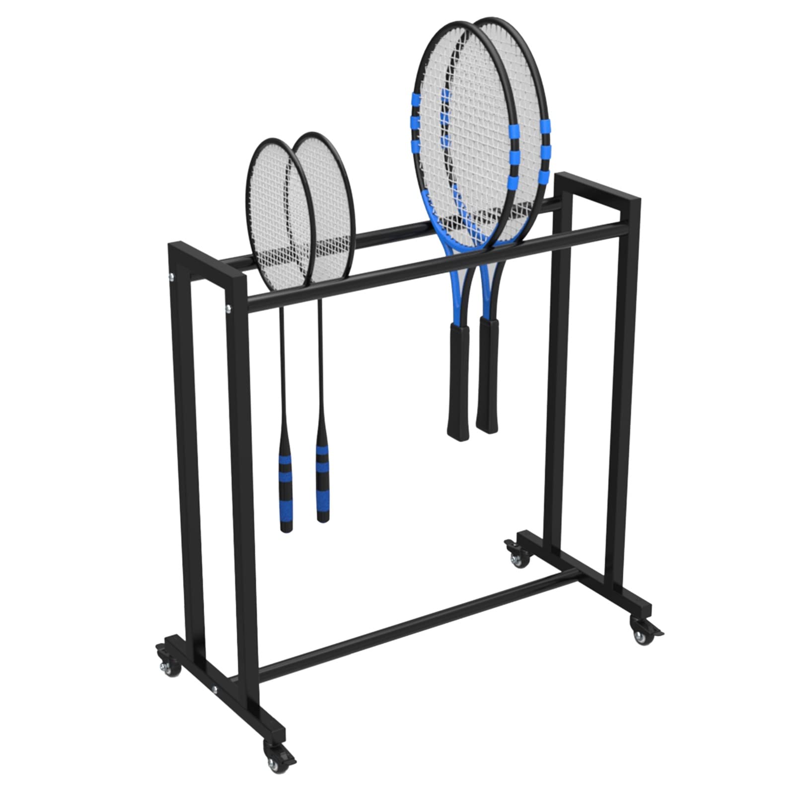 FAXIOAWA Deposito per Racchette da Tennis in Garage con Ruote, portaoggetti per Attrezzatura per Racchette da Palestra, espositore per Racchette da Badminton Resistente