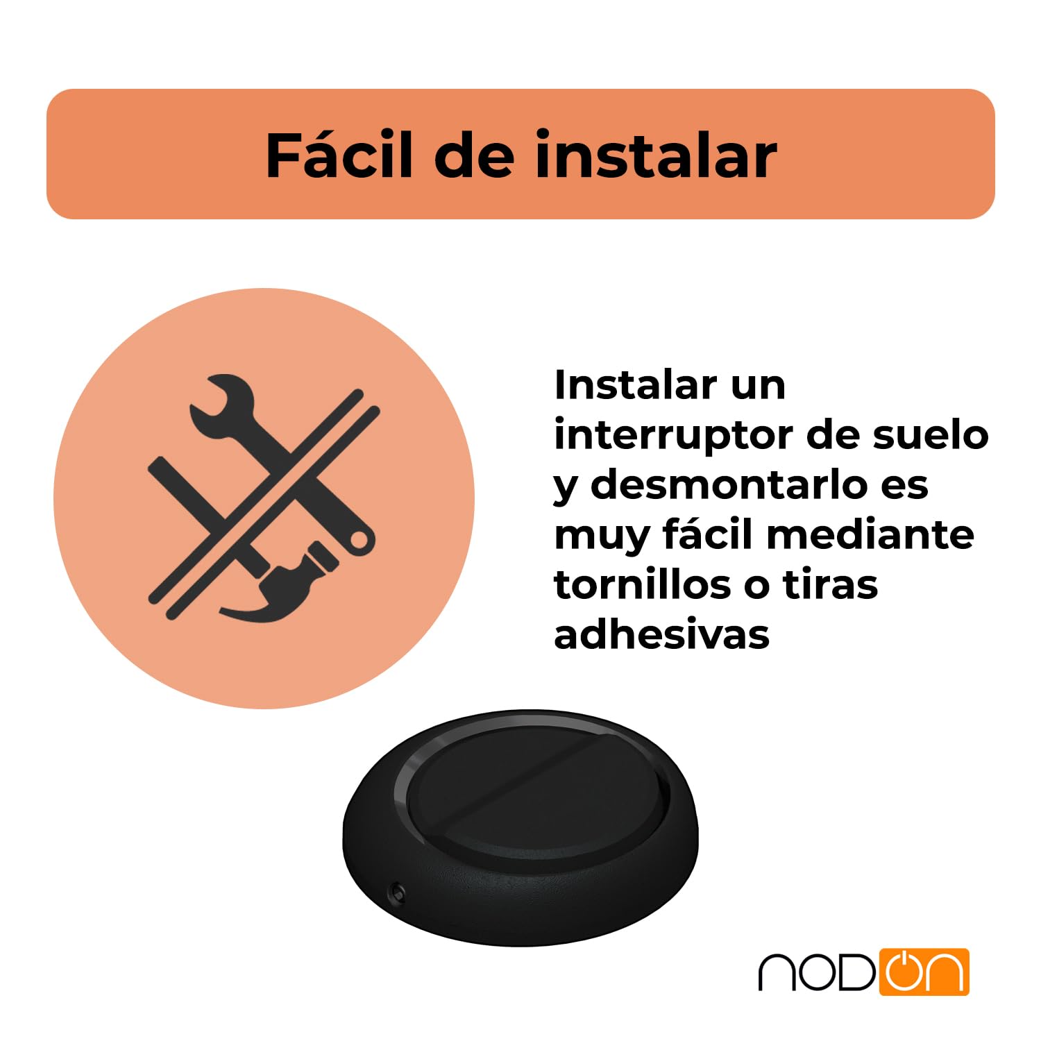 NodOn - EnOcean - Interruptor de suelo sin pilas, sin cables y sin mantenimiento, instalación rápida, sin obras, discreto, sin contacto, a prueba de virus, compatible con Jeedom, eedomus y MyUbiwizz