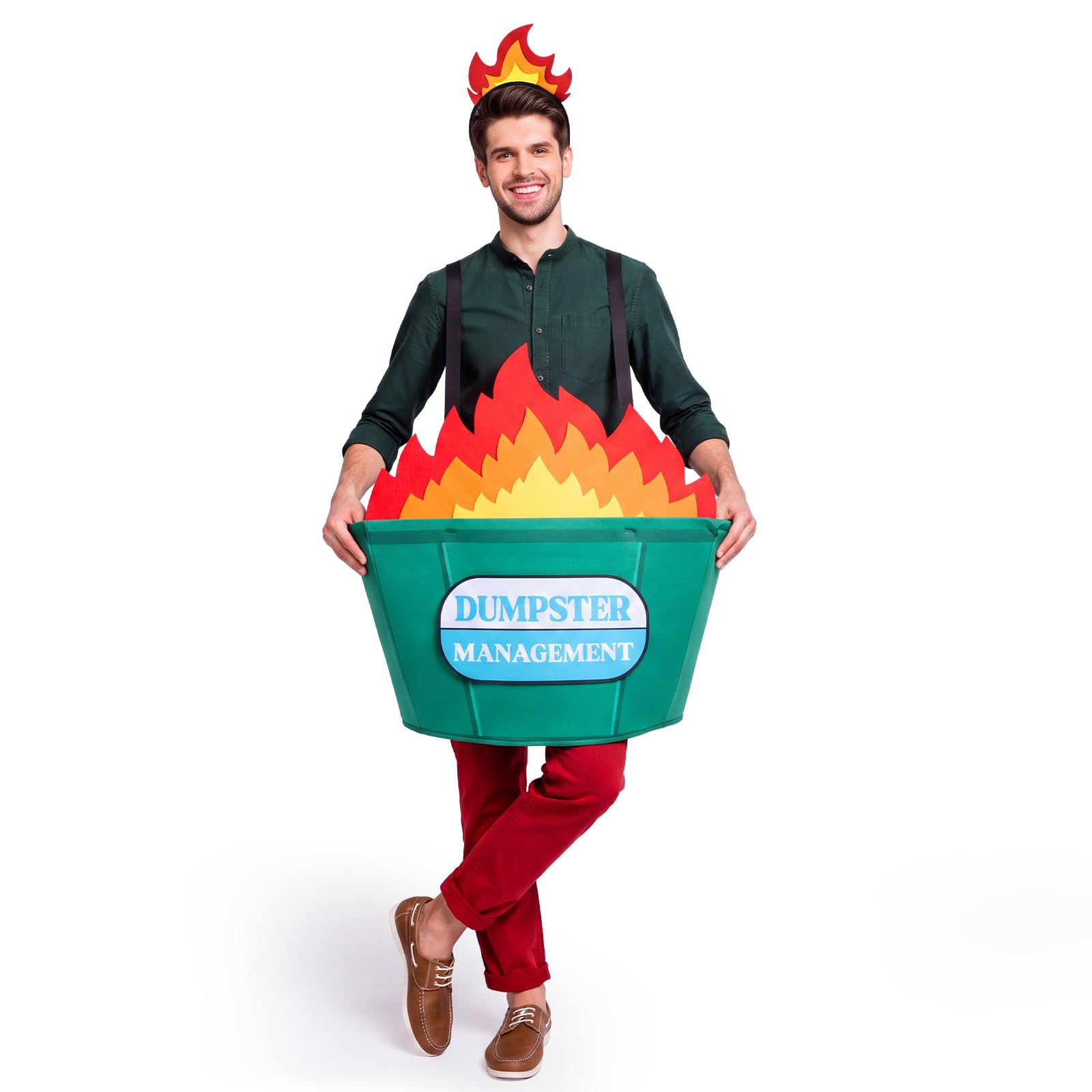 Seenelling 2 Pcs Funny Dumpster Fire Costume Halloween Fire Costume