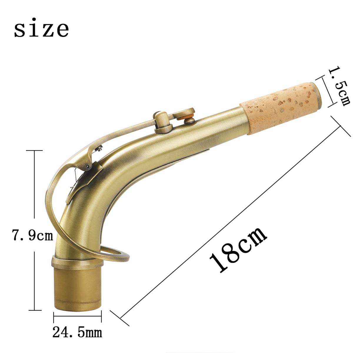 Btuty B66 Sassofono Contralto Sax Curva Collo Ottone E-flat Alto Sax Gomito 24,5 mm Ugello con Pad in Pelle Professionale Parte di Ricambio Sax Isolante Calore