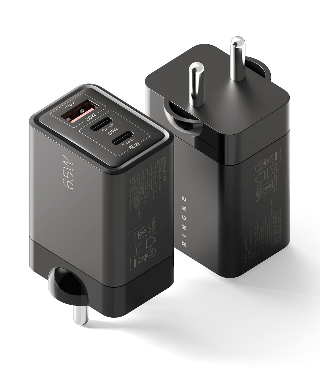 Ringke 3-Port 65W GaN Fast Charger (Type A + Type C + Type C) Adapter for Nothing Phone 3/3a/2a/2/1, iPhone 16/15/14/13/12, Samsung Galaxy (PPS Support) S25 Ultra, S24, S23, S22, Pixel 10/9/8/7-image-39