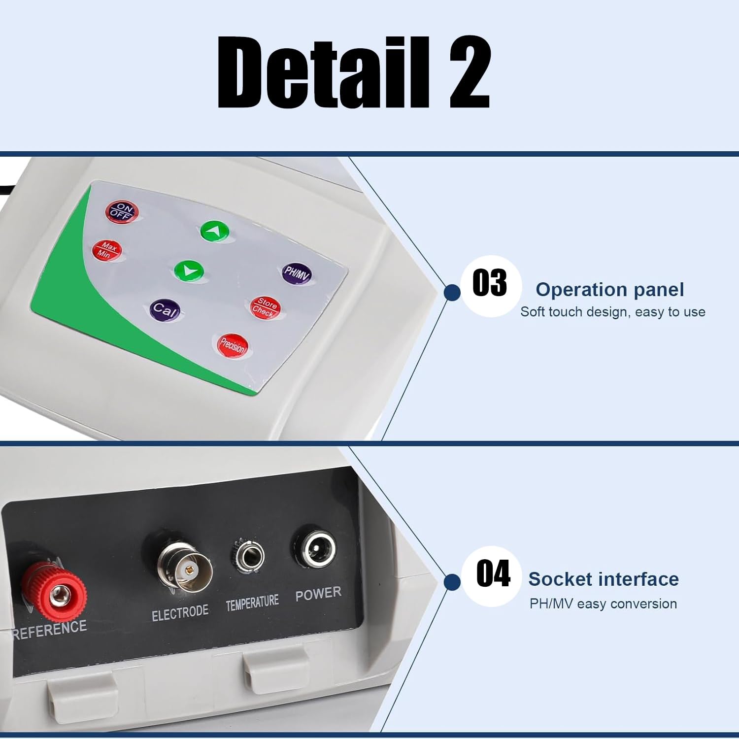 Medidor de pH digital, instrumento de medición de pH 0-14 con compensación de temperatura, almacenamiento de datos, precisión de 0,01, medidor de conductividad de mesa para uso científico