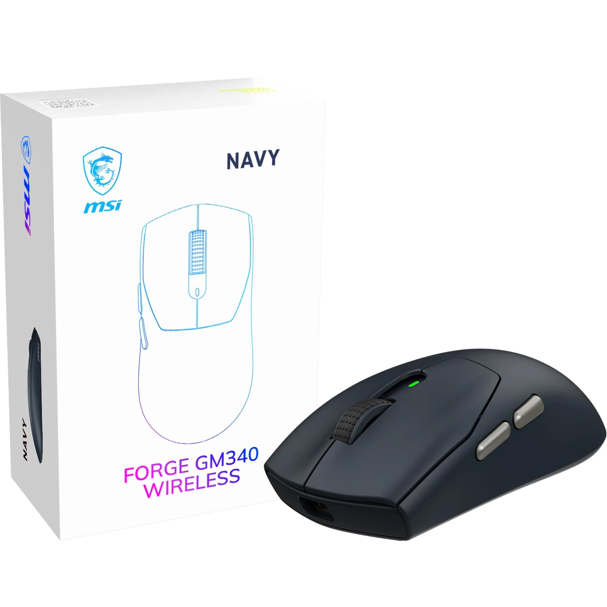 MSI GG FORGE GM340 W NAVY GAMING MOUSE MAX 12000 DPI 57GR KABLOSUZ OPTIK SENSOR OYUNCU FARESI
