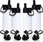 Volhoply 20oz Bouteille d'eau en acier inoxydable isolée avec gouttière en paille, Bouteilles à vide à double paroi avec poignée, Boutilles en métal de sport réutilisables en plein air, Flacon de voyage garder froid et chaud(Blue,1)