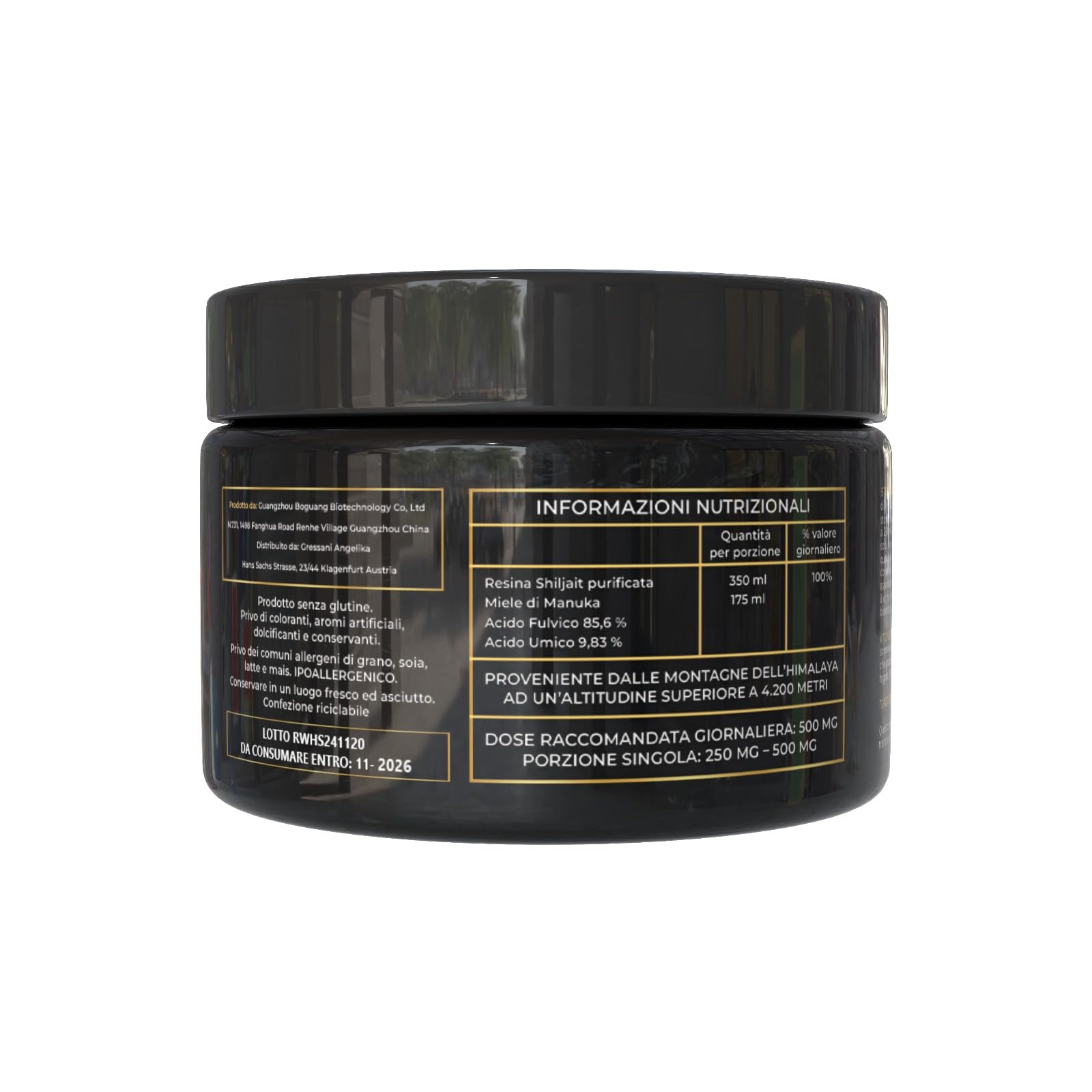 Resina di Shilajit Puro Originale dell'Himalaya con Miele di Manuka – Confezione da 50g - Energia Naturale e Immunità Potenziata – Scopri i Benefici di questa Composizione Rivoluzionaria