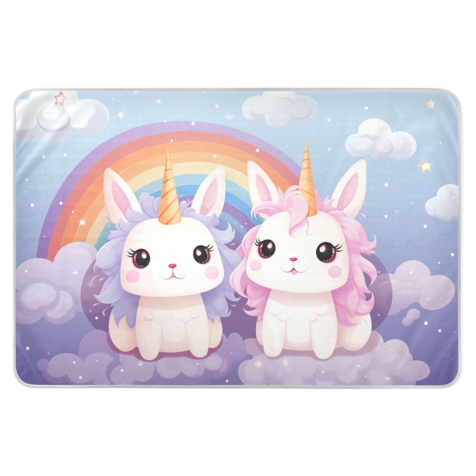 Rainbow Unicorns Sky Purple Changing Pad Covers Highly Absorbent Potty Training Sheets Cover Changing Cradle for Baby Boys Girls , 52