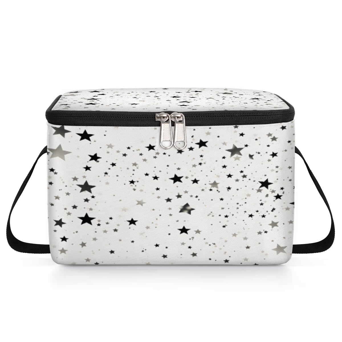 Silver Stars Lunch Bags for Women Men 9 Cans, Hot & Cold Food Delivery Bag Insulated Grocery Bag Insulated Lunch Box Shining Bright Star Cooler Bag for Office Work Picnic Beach