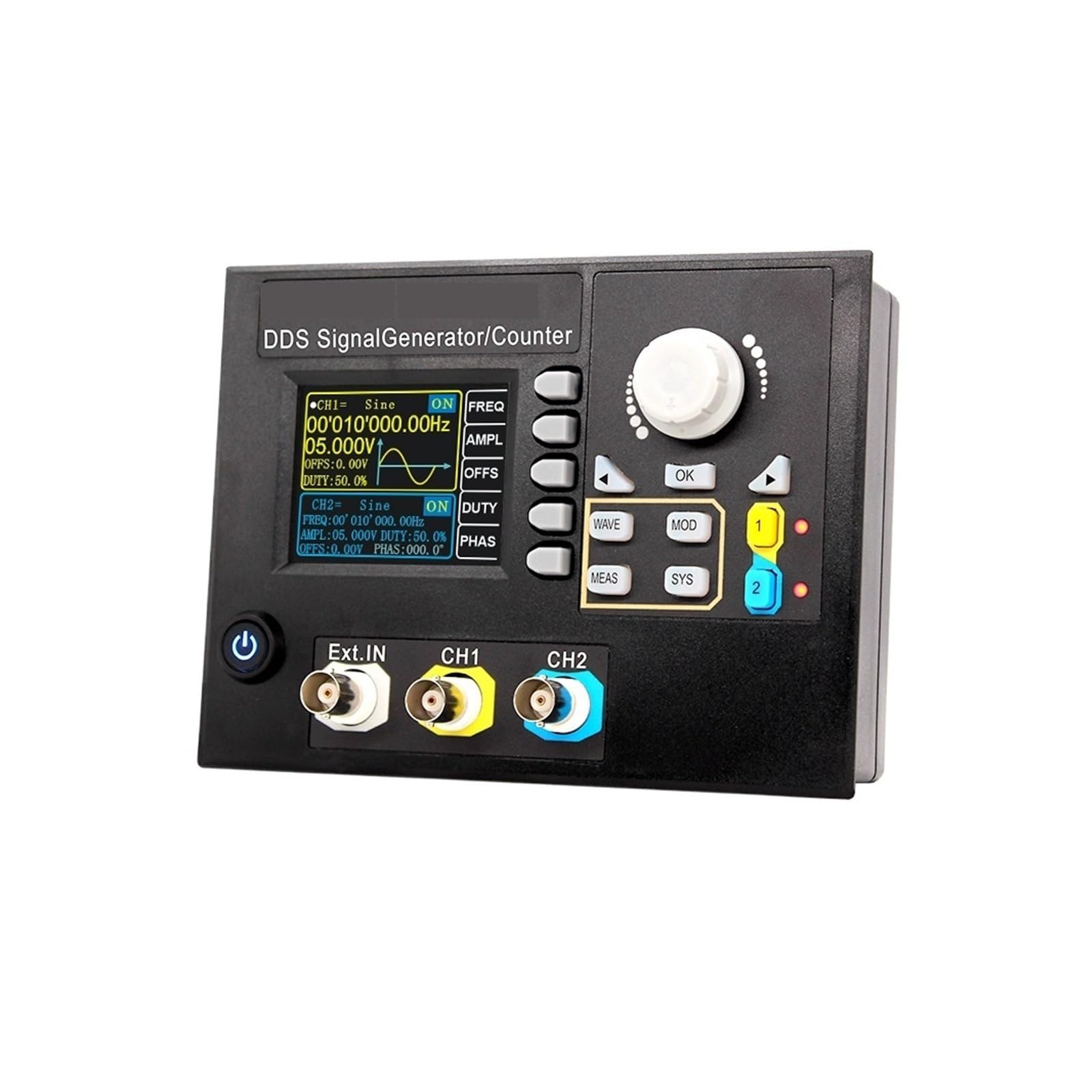 Oscilloscopio Generatore di Segnale con Funzione DDS da 60 MHz Generatore di Forme d'onda arbitrarie misuratore di frequenza a Doppio Canale con Controllo Digitale