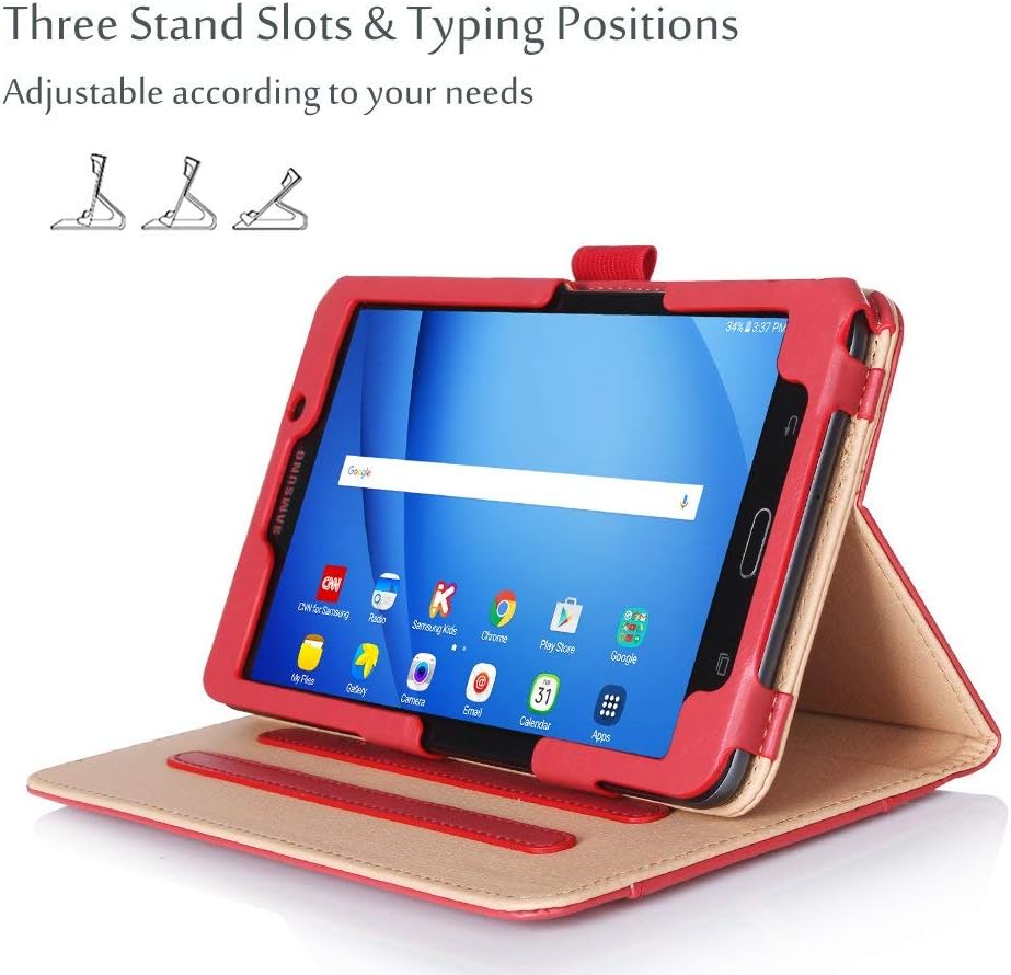 ProCase Galaxy Tab A 7.0 2016 Case T280 T285, Stand Folio Case Cover for Galaxy Tab A 7.0 SM-T280 SM-T285 Tablet, with Multiple Viewing Angles, Document Card Pocket (Red)