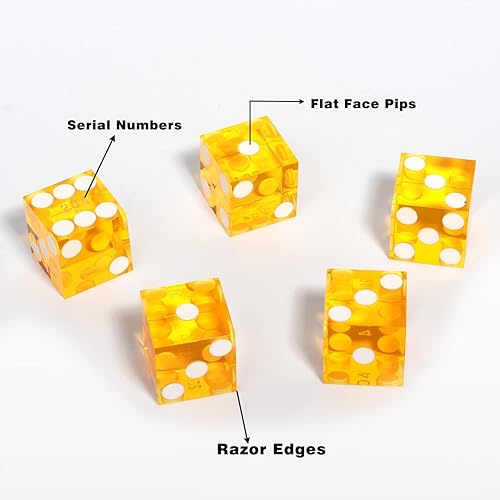 Miniatura 4 de GSE Games & Sports Expert Juego de 5 dados estilo casino de grado AAA de 0.748 in con bordes afilados y números serializados a juego para juegos de