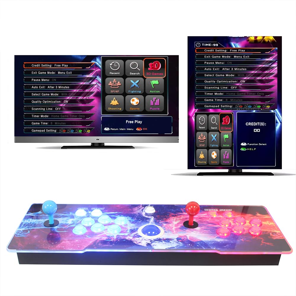3516 DX pionowe przełączane poziomo, 3-stronne koktajle, 3D Box klasyczna retro zręcznościowa konsola do gier, precyzyjny przycisk LED 8-kierunkowy Joysitck USB Trackball, 1280 x 720, gry 4P