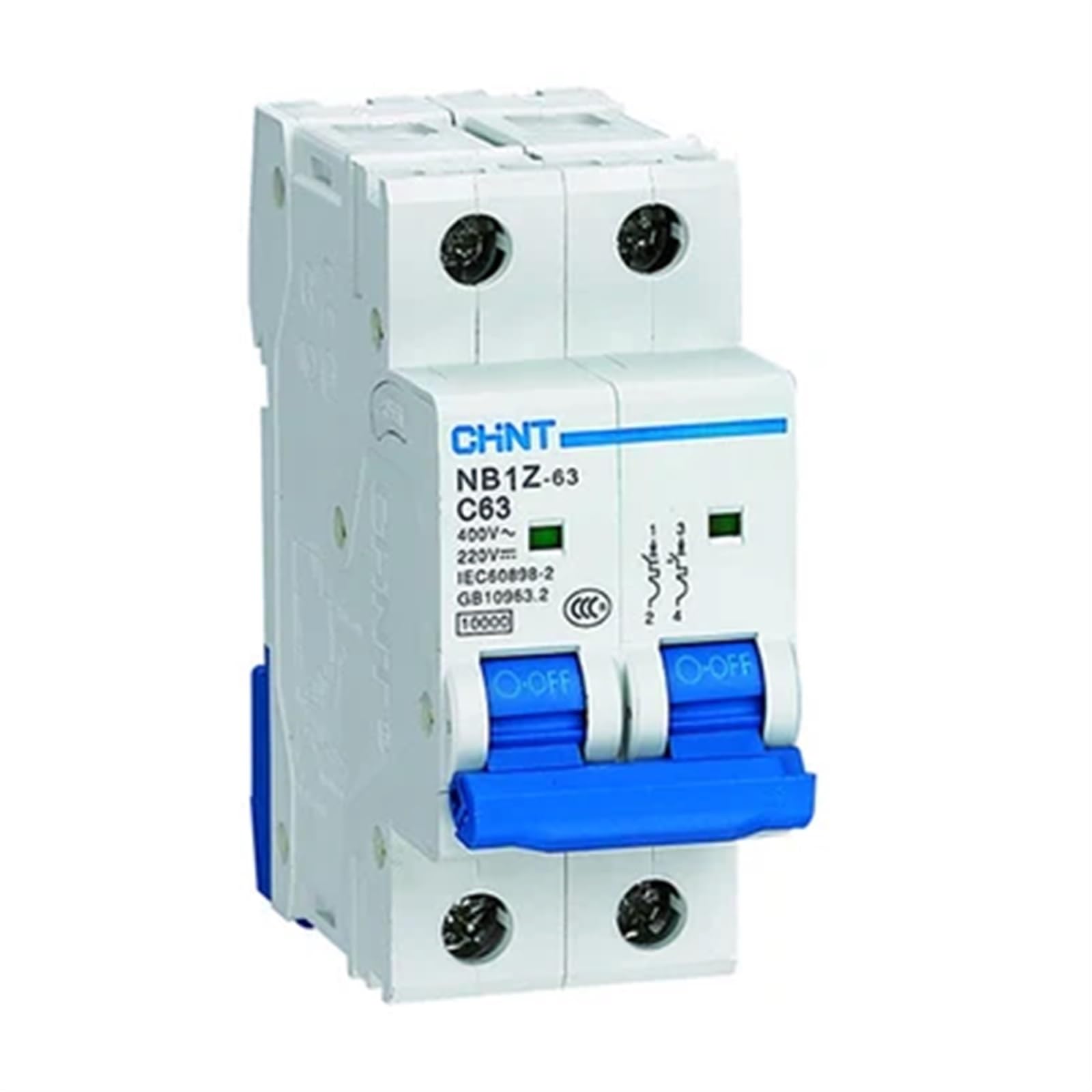 Mini-disjoncteur CA/CC NB1Z-63 interrupteur pneumatique 2P courbe C 4A