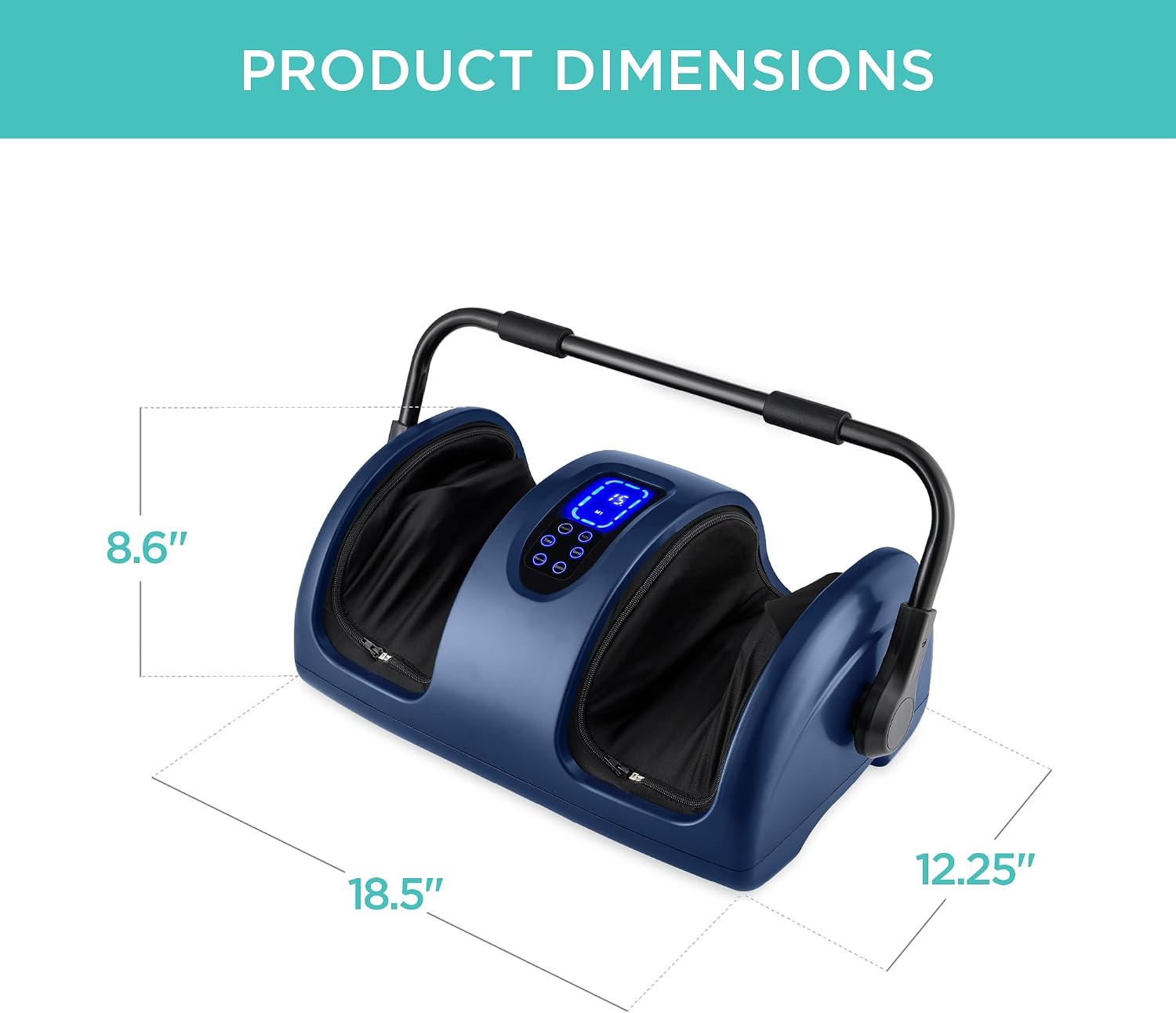 Best Choice Products Shiatsu Foot Massager with Heat for Plantar Fasciitis & Neuropathy, Kneading Foot & Calf Massager with Remote, 360° Adjustable Handle, Rolling & Compression Massage - Navy Blue