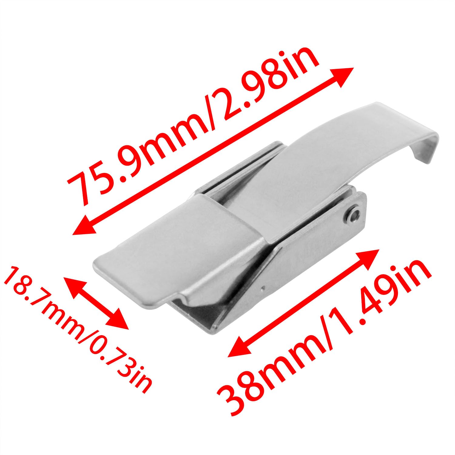 Stainless Steel Pull Rod Latch 75mm/2.95inch Adjustable Lock Buckle Spring Spring Latch with Screws 2PCS (38mm)