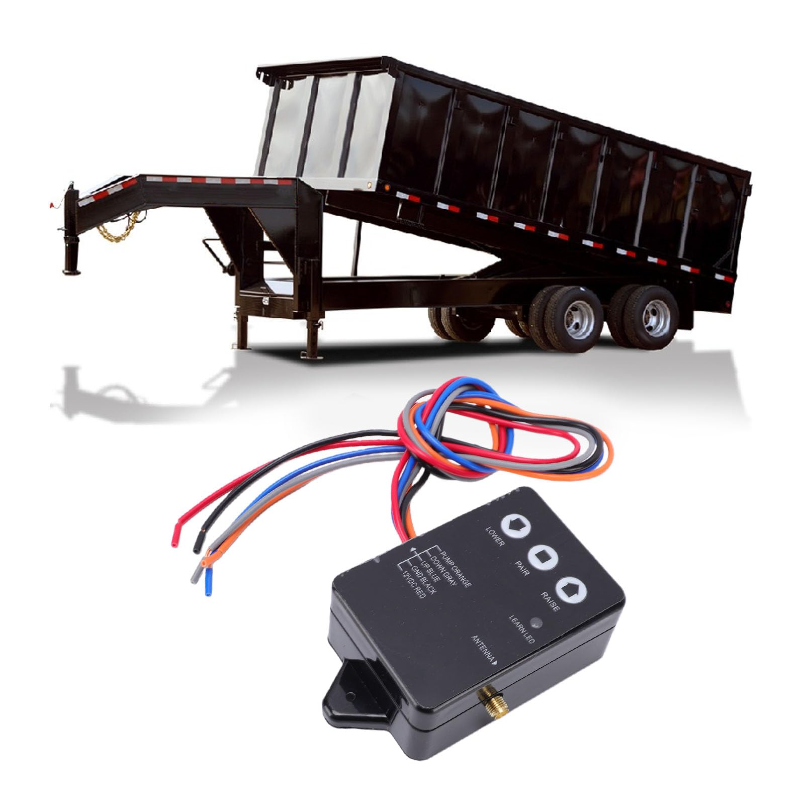 Yctze Kit Remoto Inalámbrico para Remolque de Descarga, Controlador de Elevación Hidráulica con IP67 a Prueba de Agua, para Remolques de Descarga de 12 V, Bombas Hidráulicas,