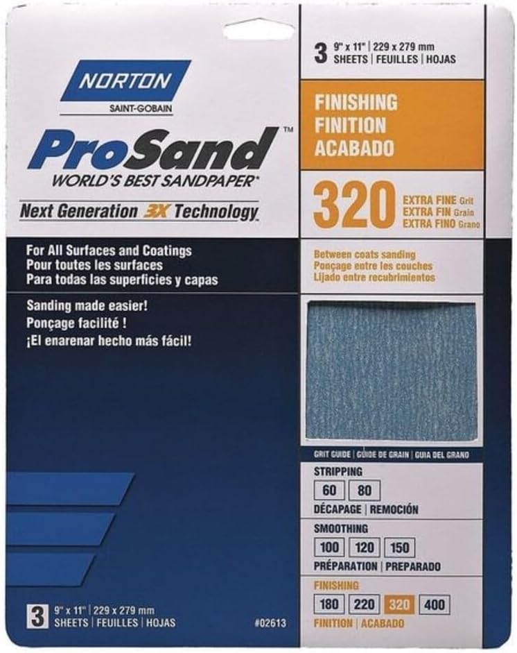 NORTON 9" X 11", 3X Job Pack, 20 Sheets, 320 Grit