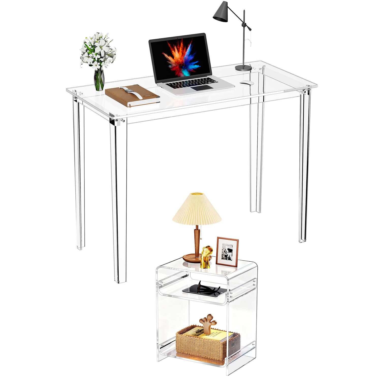 Bureau en acrylique transparent haut de gamme style console minimaliste