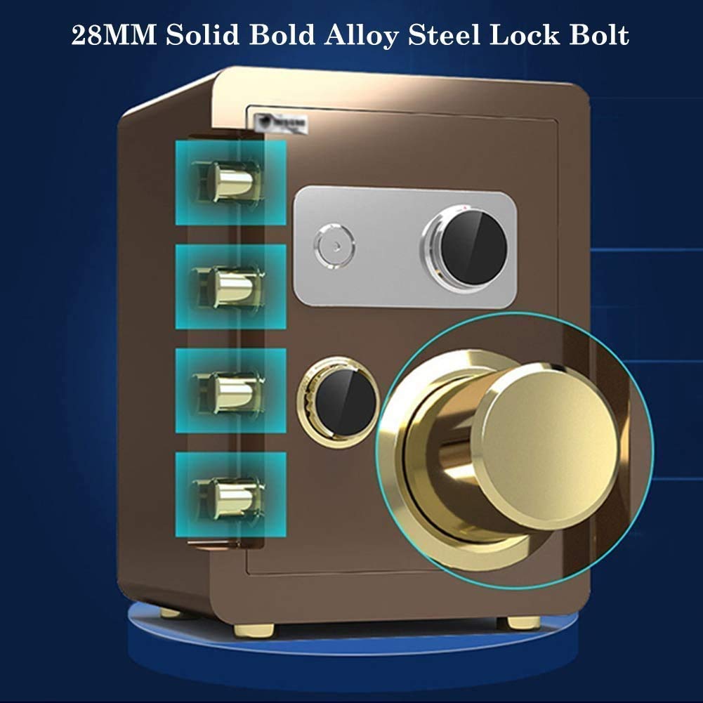 Security Safe Box, Safe Box with Mechanical Password, Cabinet Box Strongbox Lock Home Office Steel Depository Safes, Metal Panel,Brown