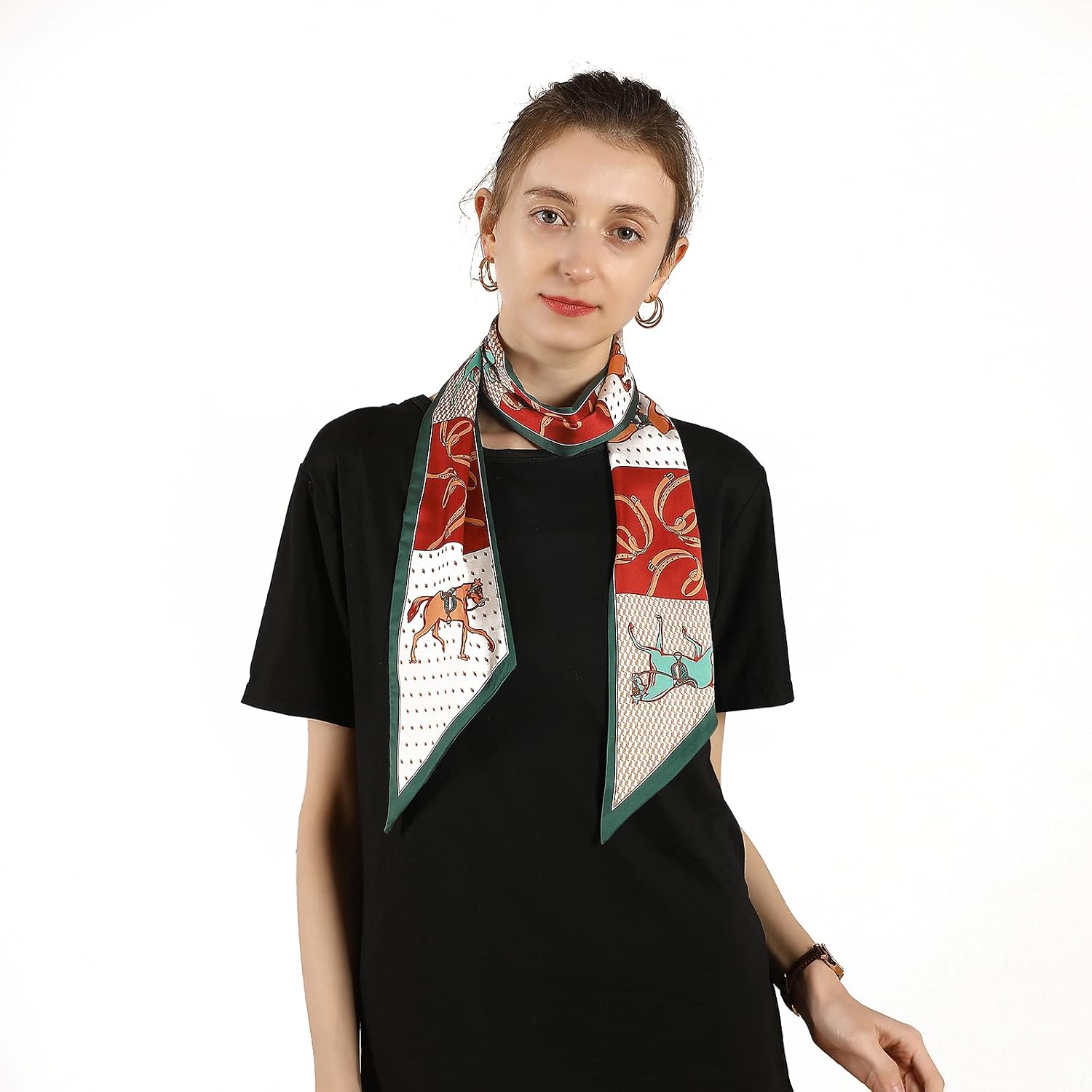 Skinny Silk Like Hair Scarf for Women Head Wrap Ribbon Handbag Neck Satin Scarves Gift Packed image 4