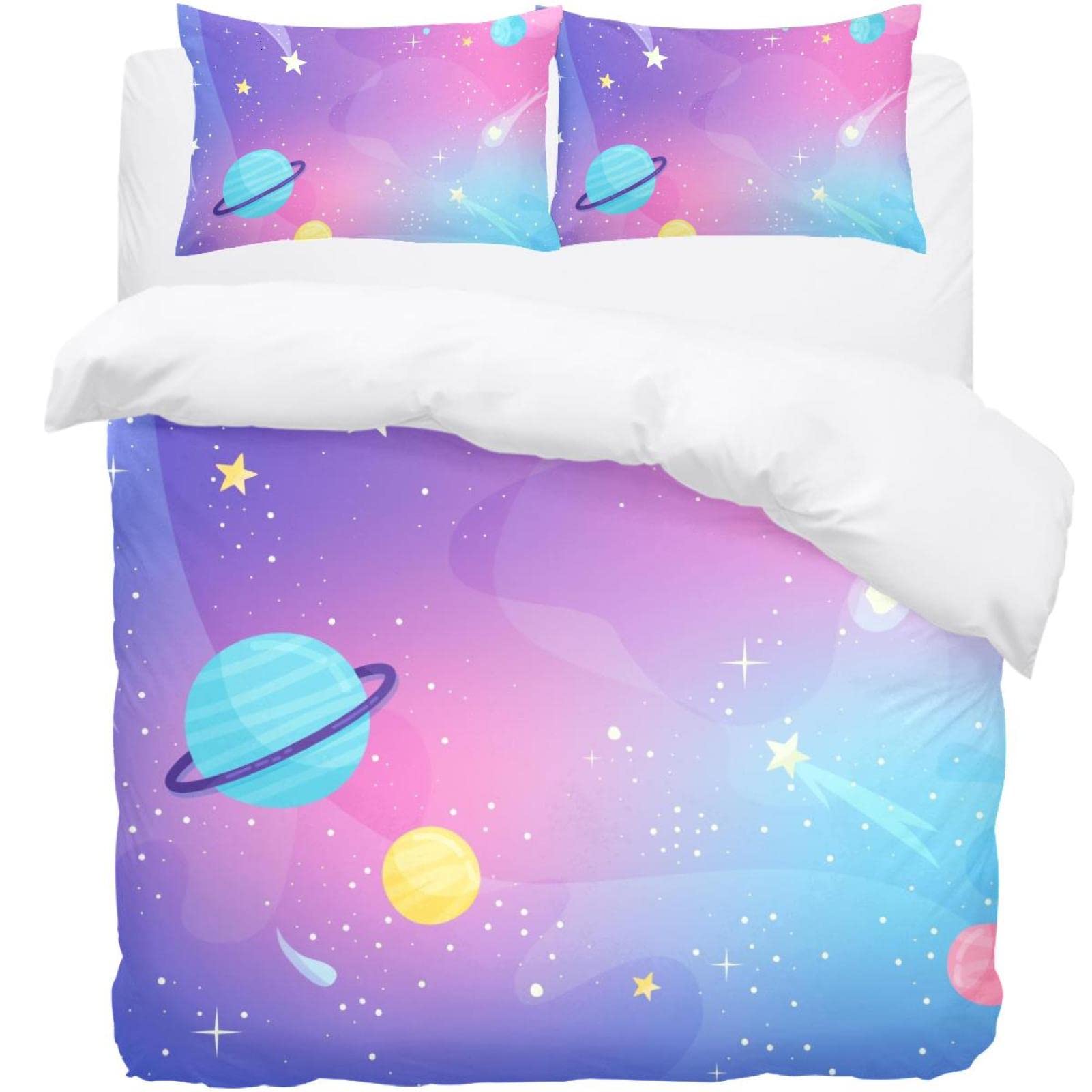 Housse de couette galaxy avec 2 taies d'oreiller assorties starry sky planet