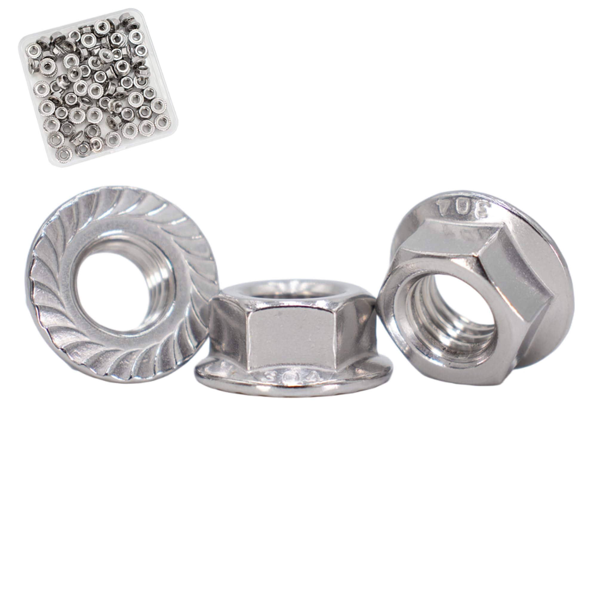 Stainless Steel Flange Nuts - 20 Pack M8 -15