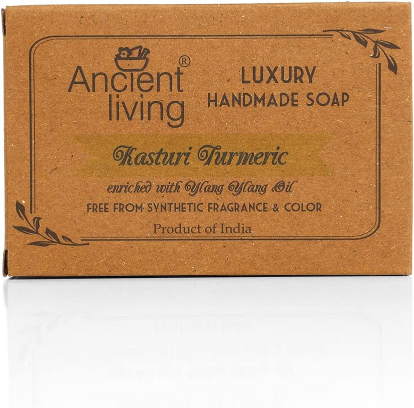 Kasthuri Tumeric Luxury Handmade Soap -100 gm (Pack of 2) | Clear Skin Suitable for Dry and Combination Skin| Reduces tan & Acne control |Men & Women | 100% Natural and Paraben Free