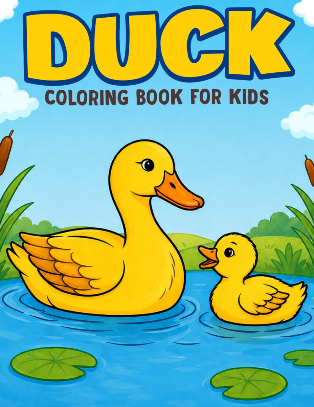 Duck Coloring Book for Kids: Fun and Easy Farm, Nature & Pond Scenes Coloring Pages with Cute Ducks