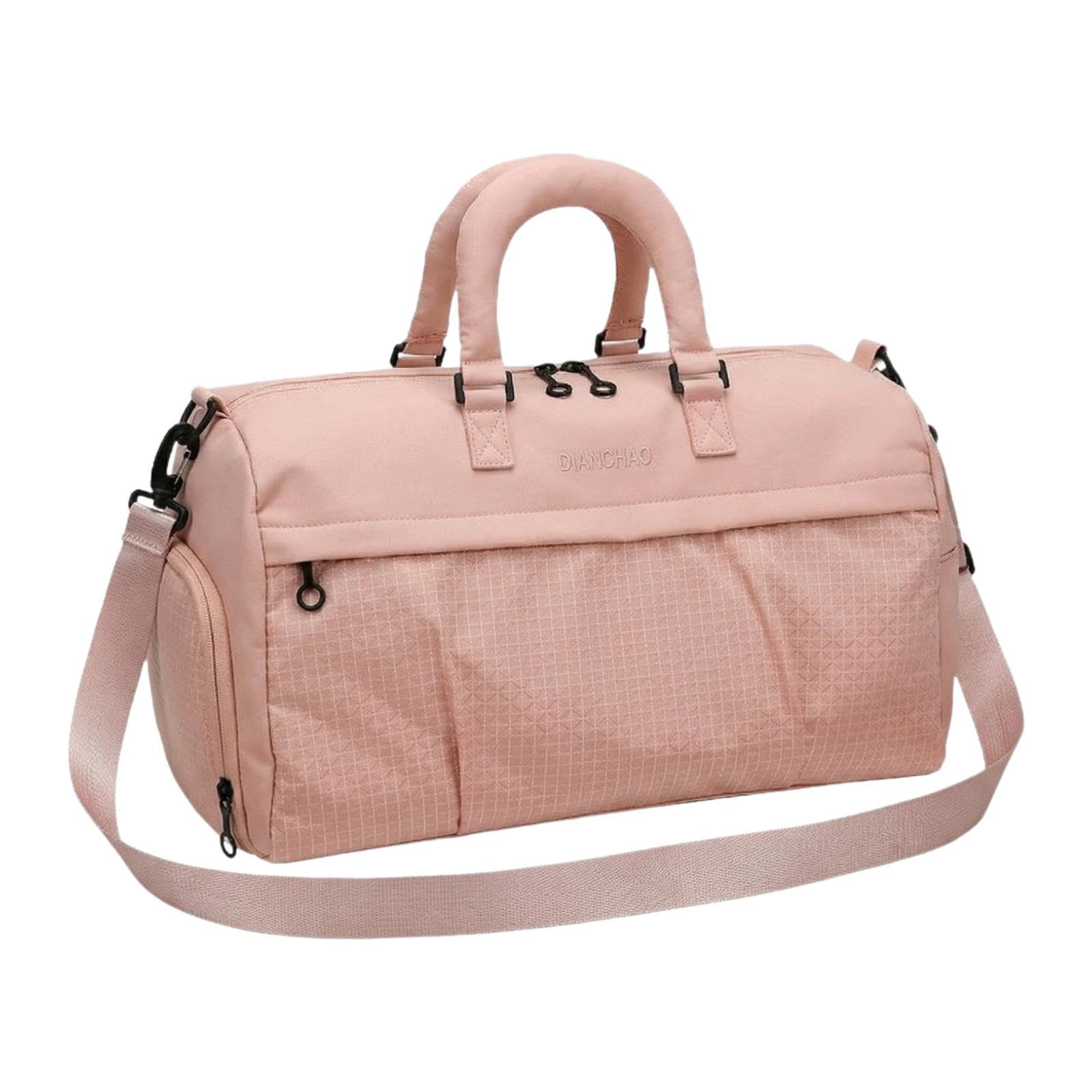 Travel Duffle Bag Waterproof Overnight Weekends Bag for Fitness Beach Sports Pink-image-7