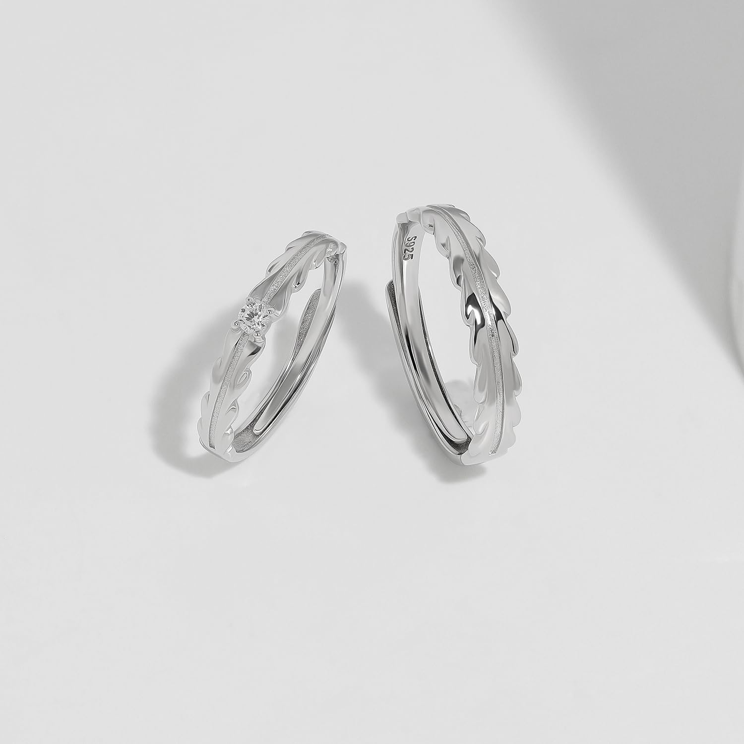 Meissa Anillos de Pareja a Juego en Plata Esterlina, 2 Piezas Anillos de Promesa y Compromiso Boda para Mujers Hombres, Juego de Dos