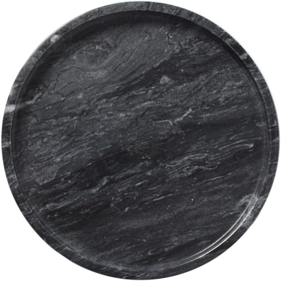 PRETYZOOM Natural Marble Snack Food Storage Plate Creative Dried Fruit Tray for Parties Elegant Jewelry Display Dish Black Home Decor Easy to Clean