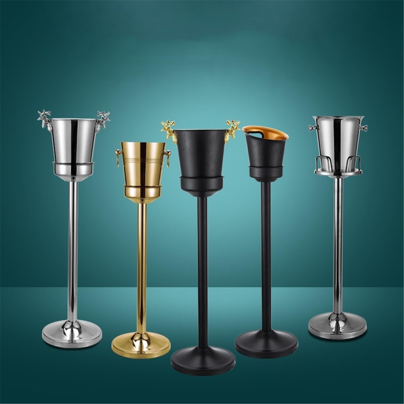 Secchiello per ghiaccio con supporto in acciaio inox, secchiello per vino su rastrelliera, secchiello per ghiaccio per champagne, vino, birra, KTV, club, per vino, bevande, bar