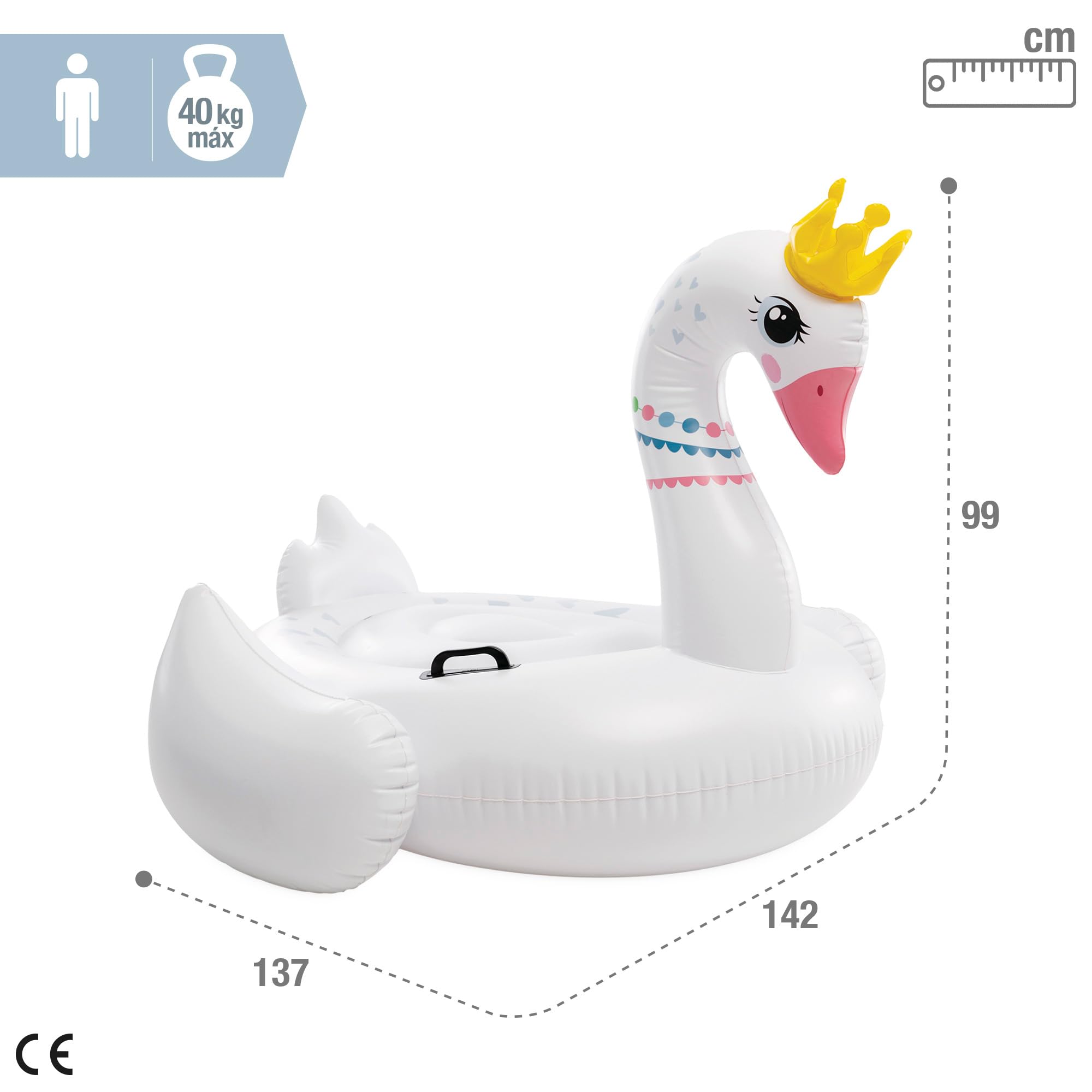 Intex Majestic Swan Ride-On, aufgeblasen, Größe: 1.42m x 1.37m x 99cm (57562NP)