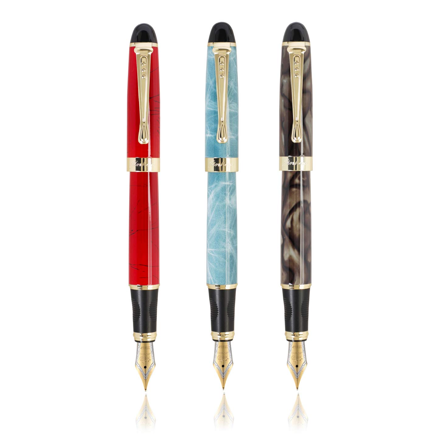 Amazon | jinhao 450万年筆3本セット 3色 18KGP ミディアムペン先