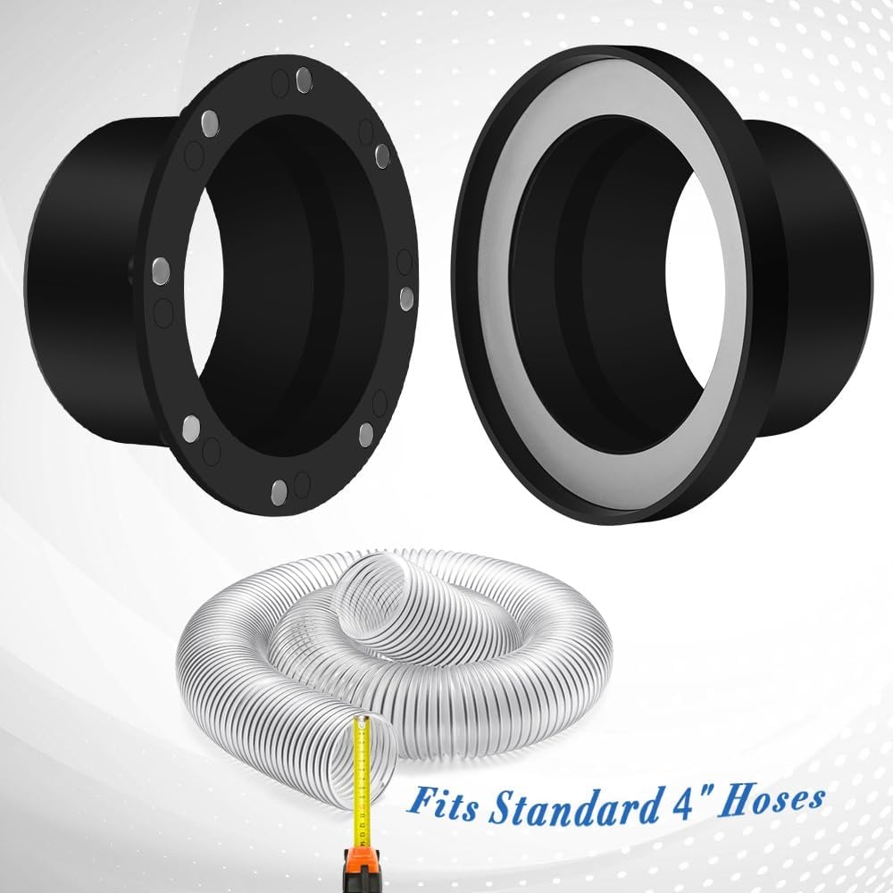 6-Piece 4 Inch Magnetic Dust Collection Fittings, Heavy Duty Dust Collector Adapter with Rubber Gasket, Universal One-to-Multi System for Woodworking Shop Vacuum Hose