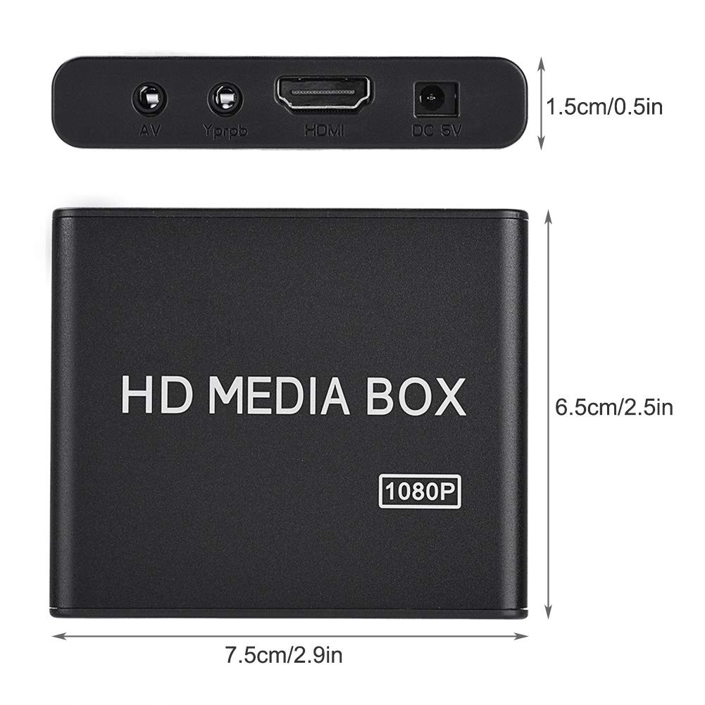 Exquis Wandisy Full HD Mini Box Media Player 1080P Media Player Box Support USB MMC RMVB MP3 AVI MKV(EU)