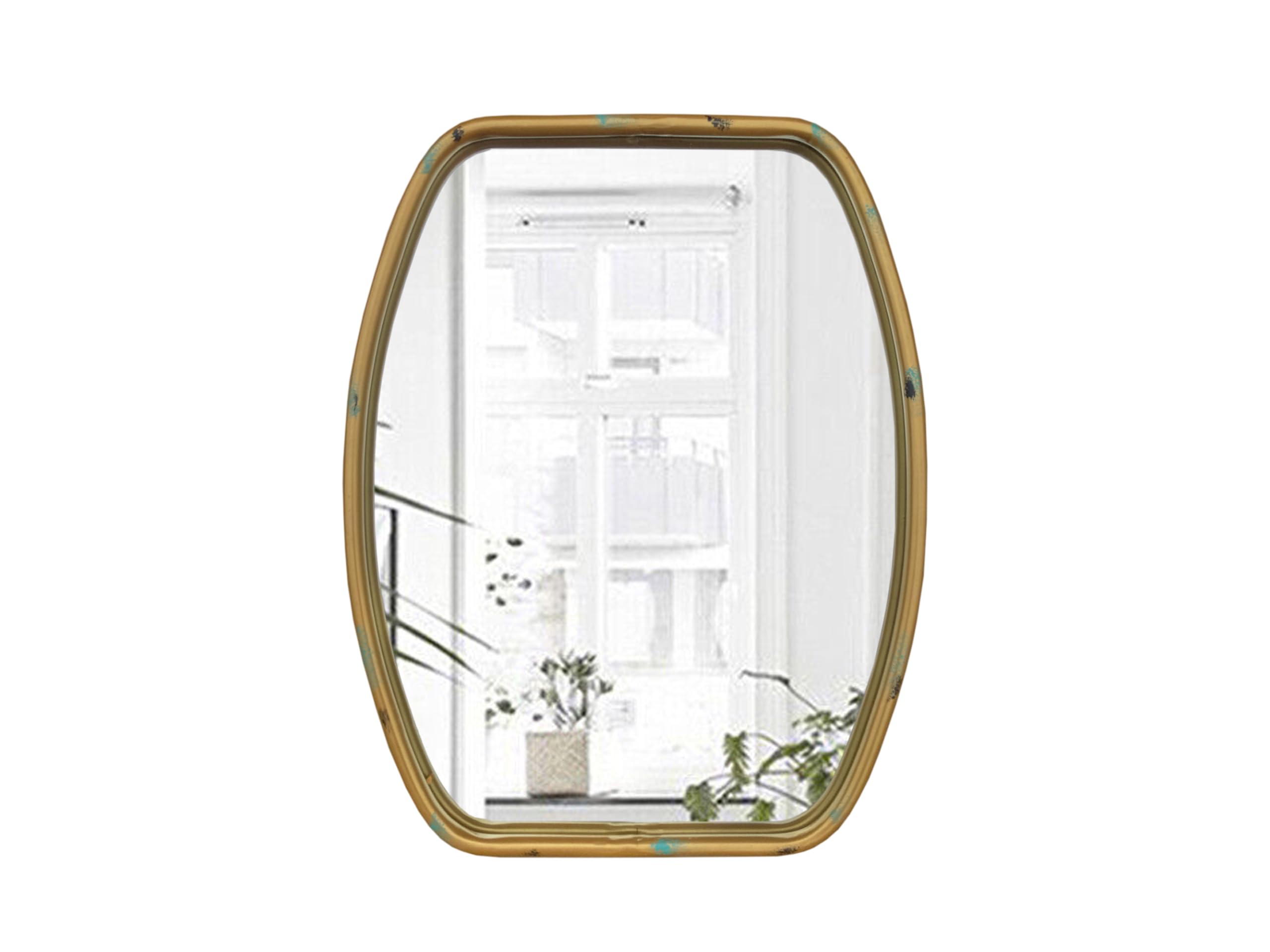 Vintage Gold Mirror Wall Metal Rectangular Rustic Frame Glass Hanging Hallway Living Room (Antique Gold Mirror)