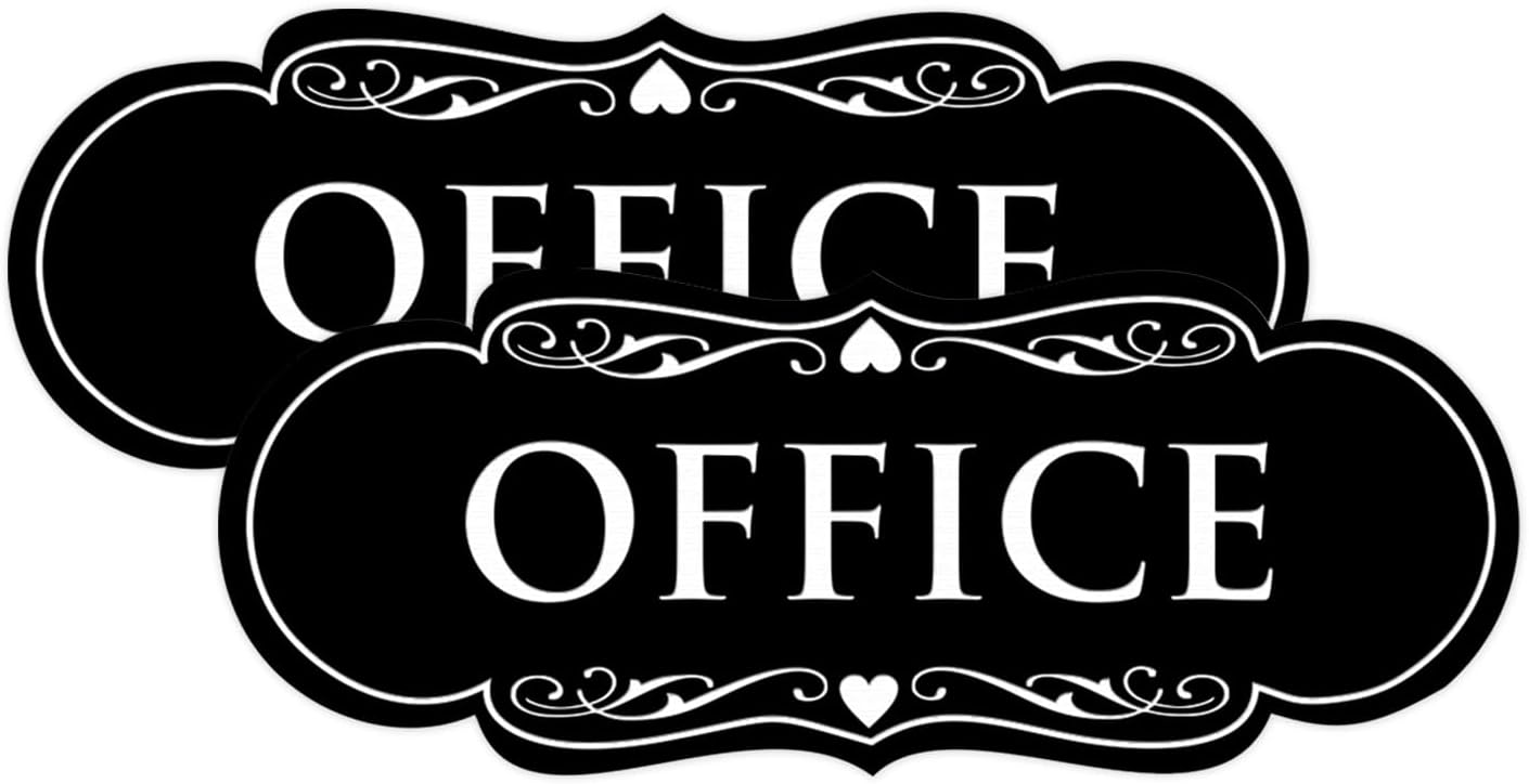 All Quality Designer Office Sign | Easy Installation - Black - Large (2 Pack)