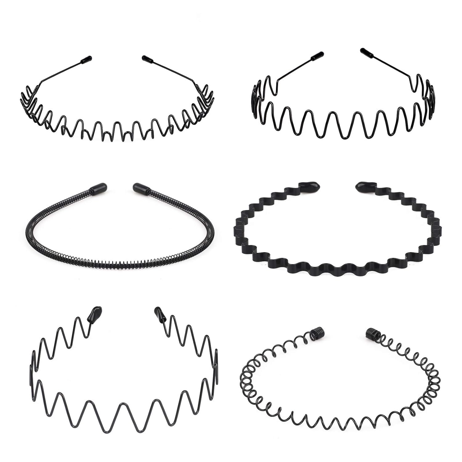 GRACIOUS MART Metal Hair Band for Men - 6 Pieces Metal Headband Wavy Hairband Spring Hair Hoop for Women Sports Fashion Hair Bands Unisex Black Elastic Headbands Non Slip Simple. (B0D7HRWPYV) Amazon Price History, Amazon Price Tracker