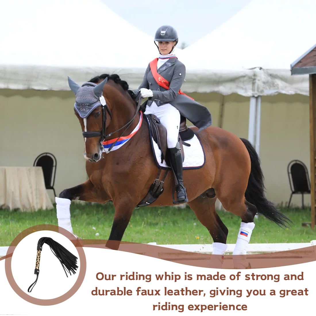 Fouet De Cheval en Cuir Frangé, Cravache Équitation pour Sports en Plein Air
