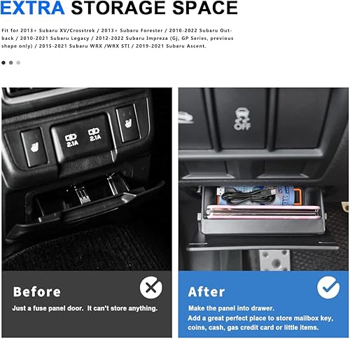 Miniatura 7 de Auovo Moldura interior para Subaru Crosstrek/Impreza 2018-2023 - Bandeja portavasos, insertos forros, caja de fusibles, bandeja de almacenamiento