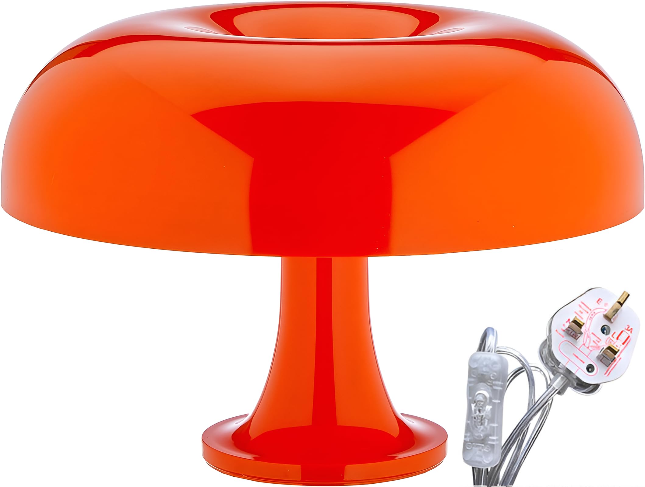 KUXEEY Orange Mushroom Table Lamp – UK Plug Replaceable E14 Bulbs | LED Warm Night Light for Bedside, Vintage, Retro Lamp(2700k)(20w)(No Dimming)(No 3 Color Lighting) — image 1