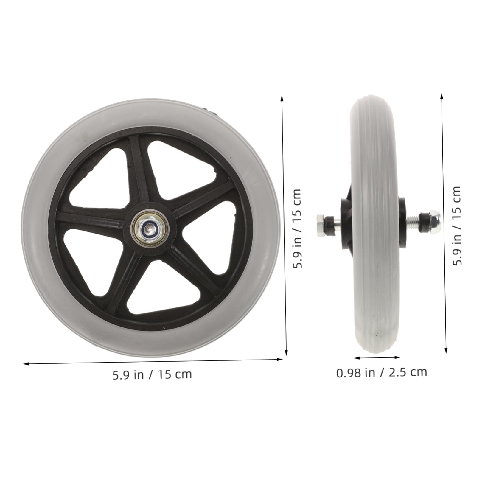 FOMIYES Stable Wheelchair Front Wheel Axle 2pcs Replacement Wheels Heavy Duty Easy to Install