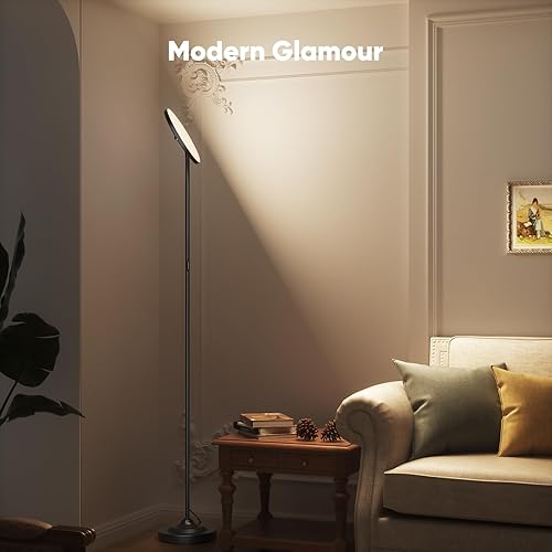 Miniatura 6 de Lámpara de pie LED de 36 W, lámpara de pie súper brillante, moderna lámpara alta regulable con control remoto, lámpara de pie de lectura de cabeza