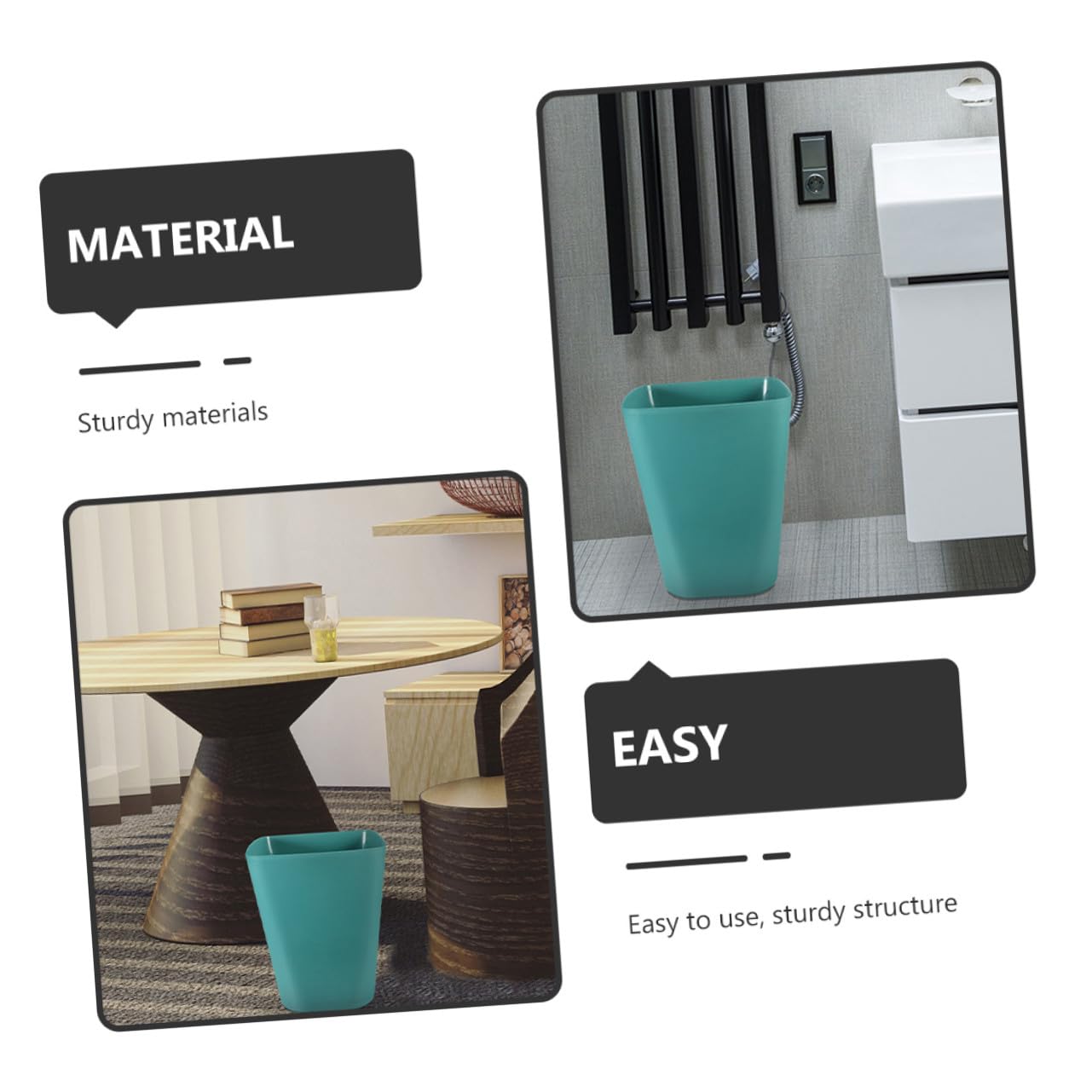 VANZACK 3pcs Small Blue Plastic Trash Can Large Opening Garbage Bin for Outdoor Use Convenient Wastebasket for Home Office Storage and Organization