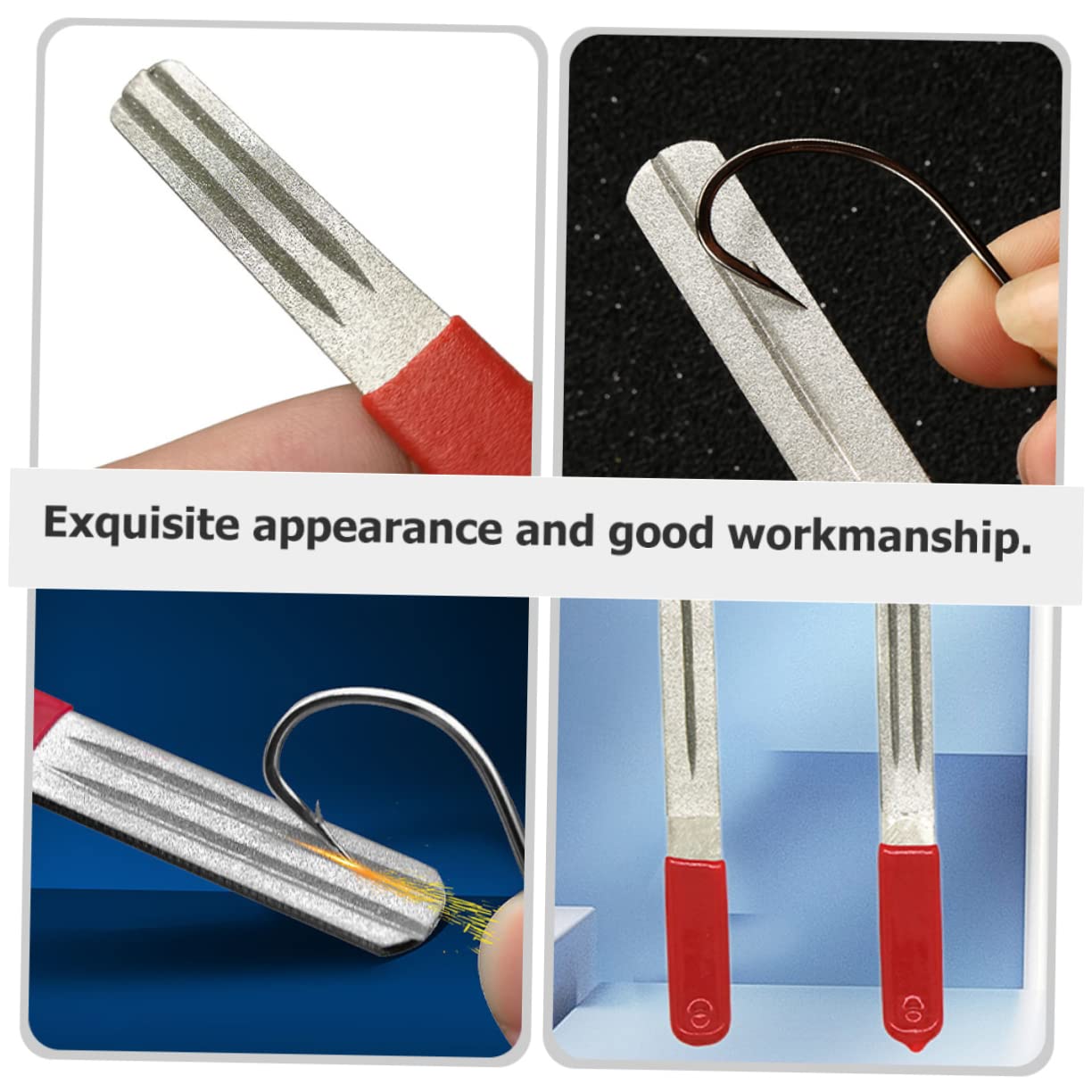 HOMSFOU 10pièces Aiguiseur De Hameçon Diamant Outil De Meulage Pratique pour Affûtage De Hameçons De Compatible avec Épaisseurs Design Antidérapant Et pour Transport Facile
